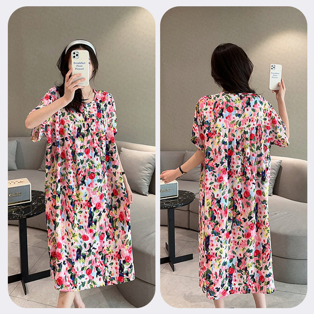 Soft Floral Short Sleeve Nightgown