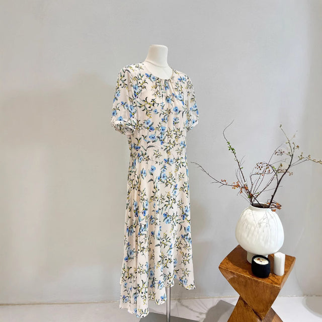 Mulberry Silk Floral Short Sleeve Maxi Dress