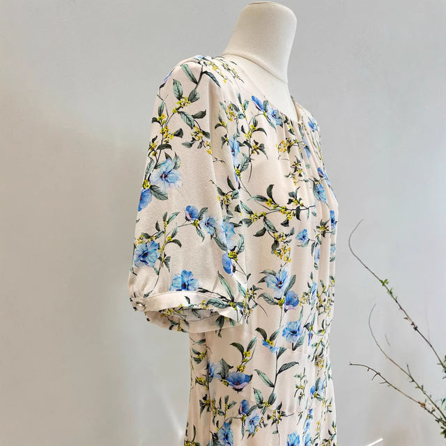 Mulberry Silk Floral Short Sleeve Maxi Dress