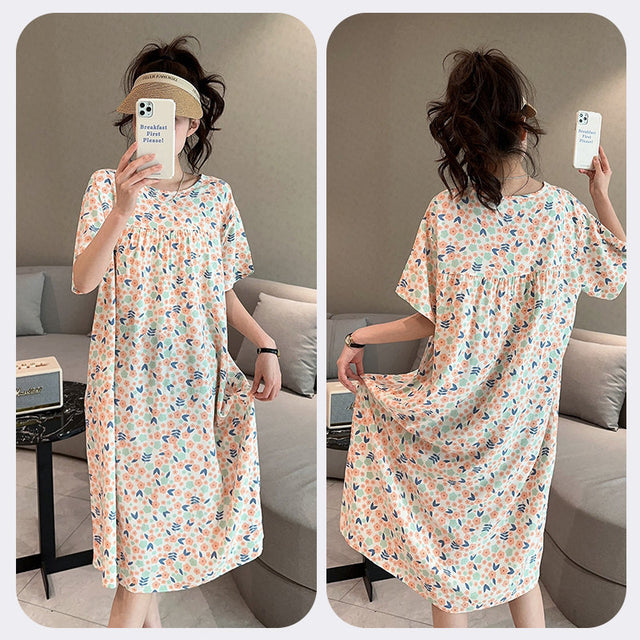 Soft Floral Short Sleeve Nightgown