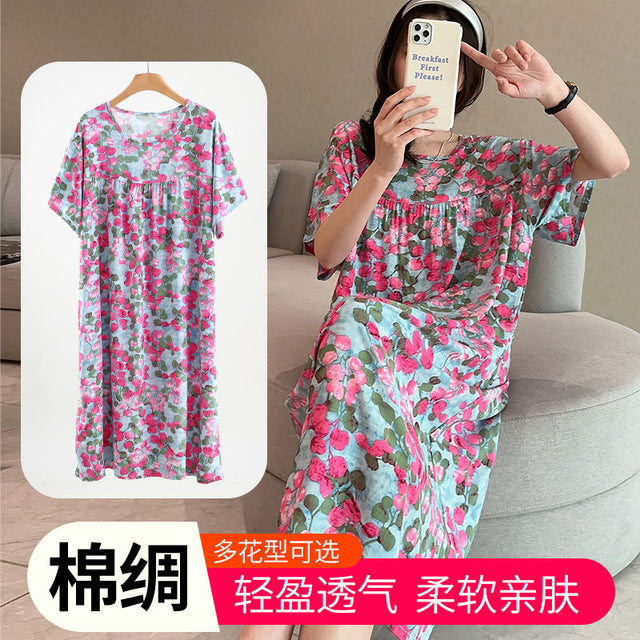 Soft Floral Short Sleeve Nightgown