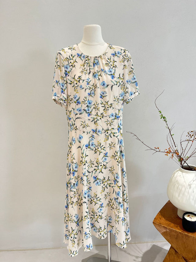 Mulberry Silk Floral Short Sleeve Maxi Dress