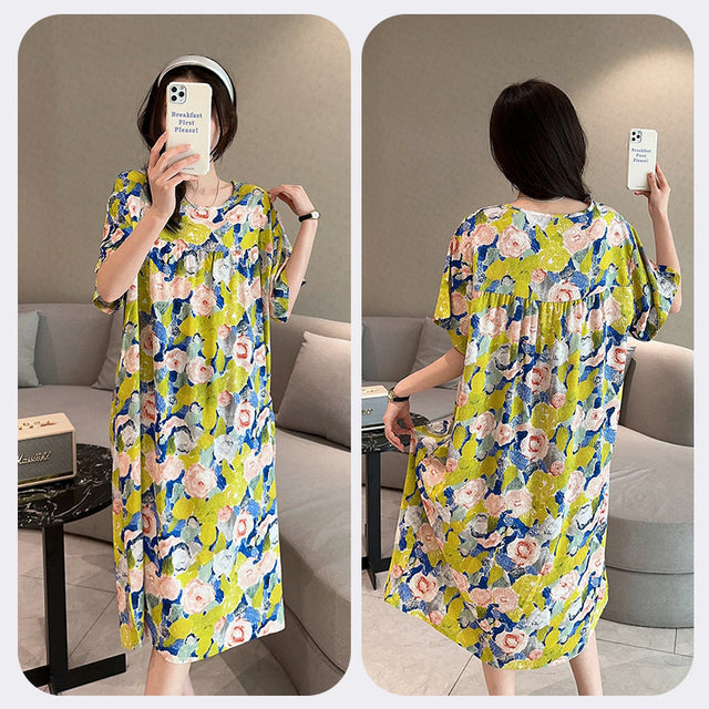 Soft Floral Short Sleeve Nightgown