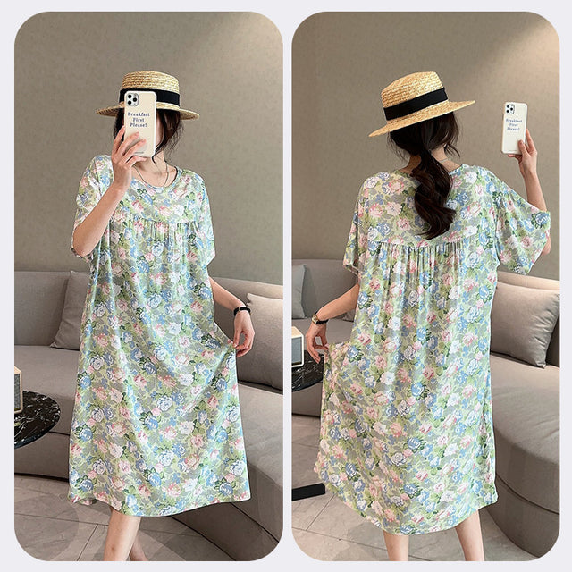 Soft Floral Short Sleeve Nightgown