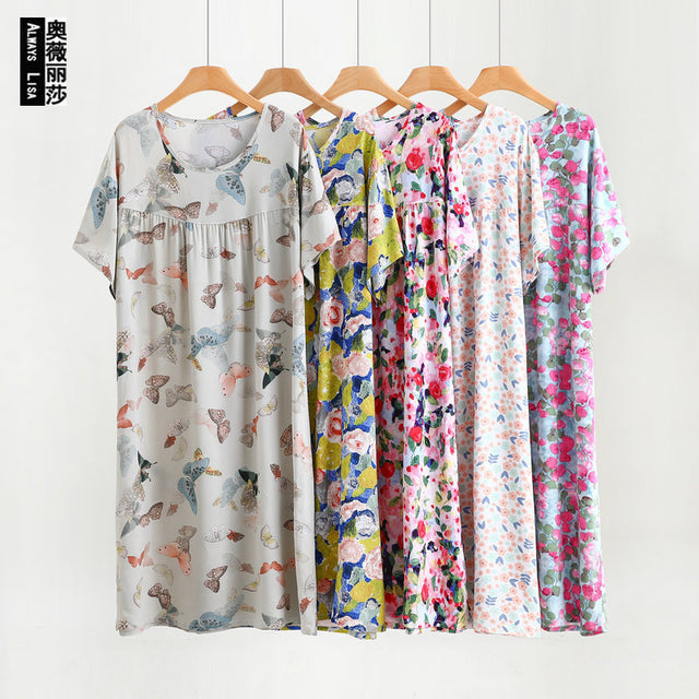 Soft Floral Short Sleeve Nightgown