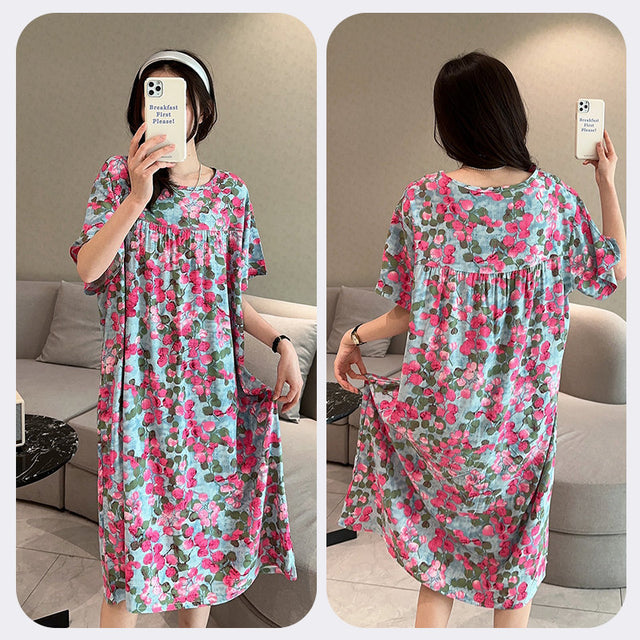 Soft Floral Short Sleeve Nightgown