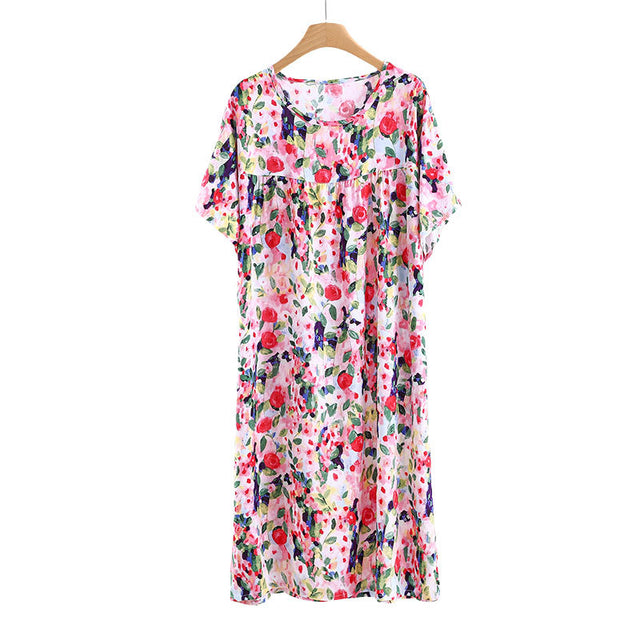 Soft Floral Short Sleeve Nightgown