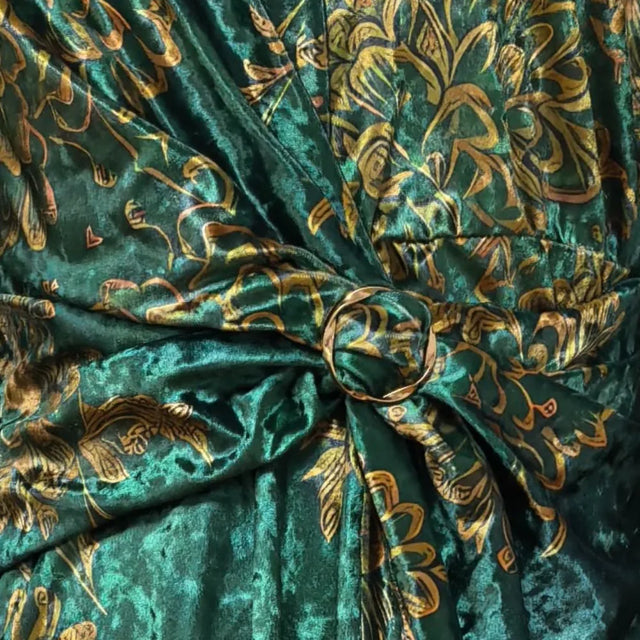 Sunflower Print Wrap Midi Dress with Tie Belt